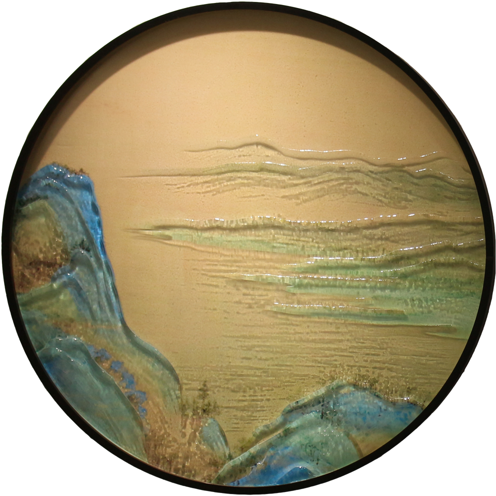 中国畅销山高水远玻璃画广泛应用于客厅卧室酒店玻璃挂画