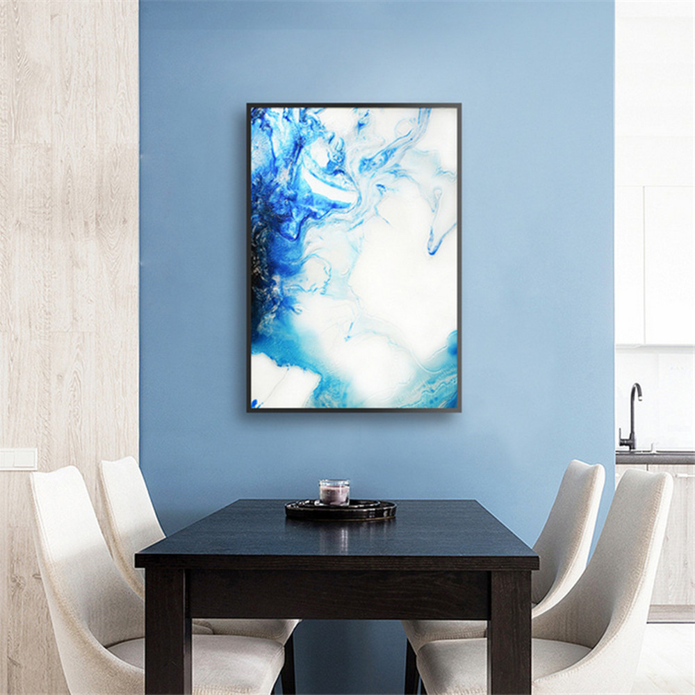 入门玄关沙发客厅餐桌背景墙北欧风格蓝色海洋晶瓷装饰画带框挂画壁画