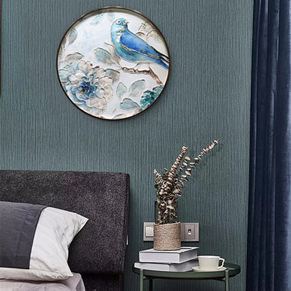 家居装饰鸟类和花卉艺术壁挂圈玻璃绘画